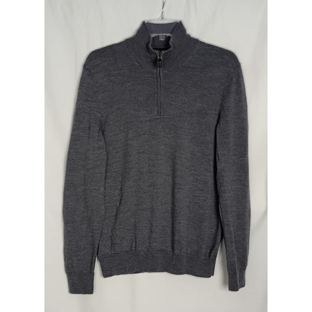 Jos. A. Bank Traveler Merino Wool Zip Sweater Mens Size M Lightweight Gray